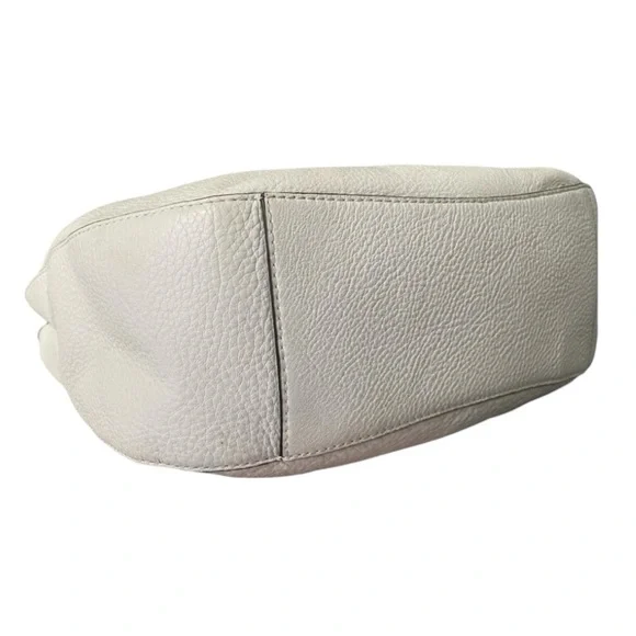 Michael Kors Leather Hobo Bag Shoulder Bag Cream White Gold - Picture 9 of 13